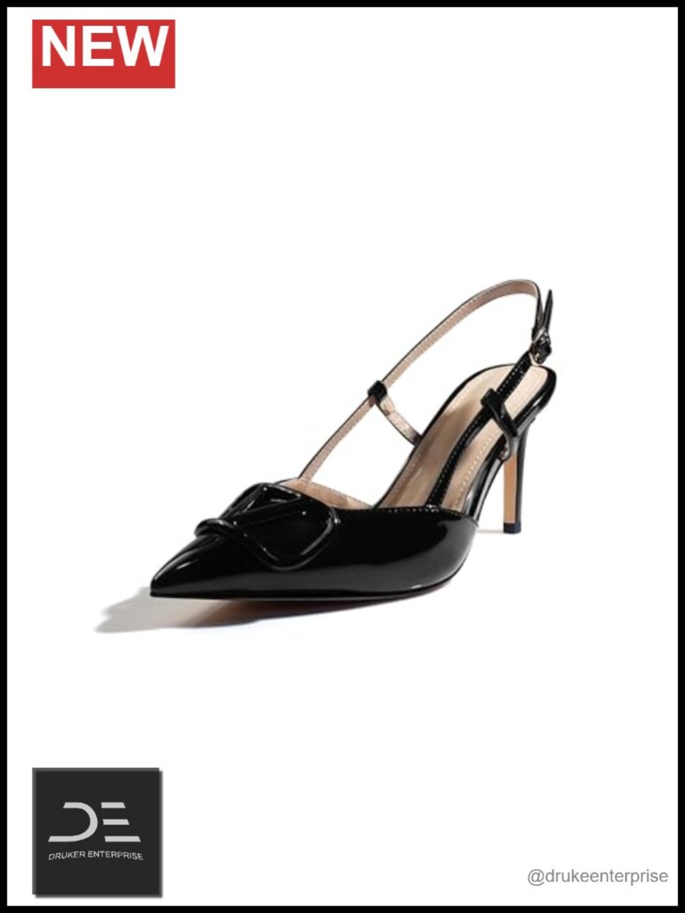 Heeled Slingback Sandals Closed Pointed Toe Stiletto High Heels Adjustable